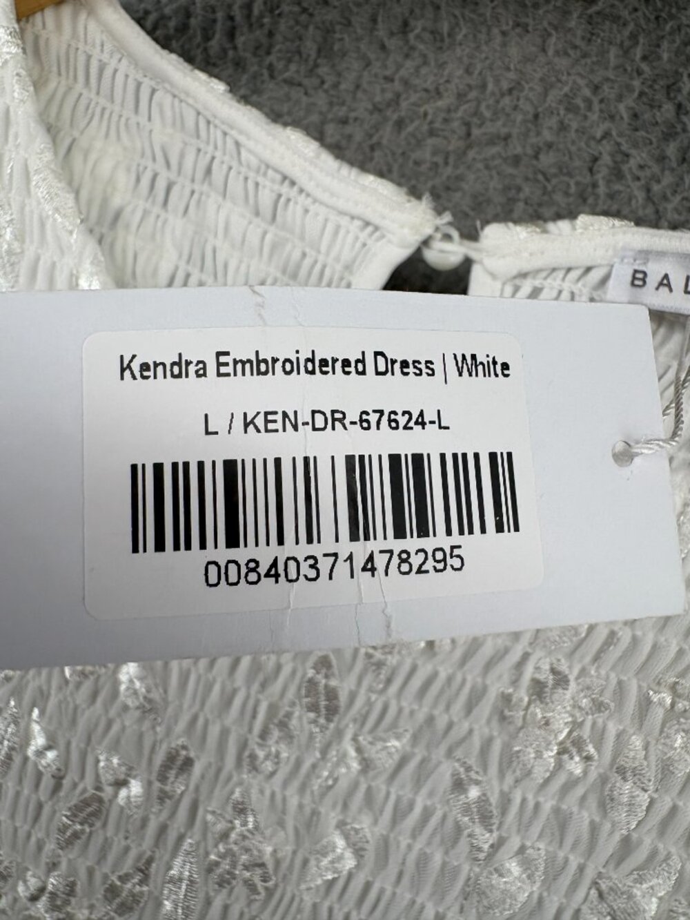 Baltic Born Kendra White Embroidered Smocked Midi Dress L NWT - Picture 4 of 15